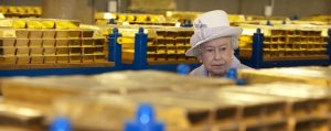 The Queen looking at our gold in the Bank of England.